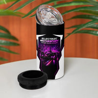 Electric Motorsport Racing 4 in 1 Can Cooler Tumbler Futuristic Neon Formula Race Car Skyline Art