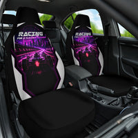 Electric Motorsport Racing Car Seat Cover Futuristic Neon Formula Race Car Skyline Art