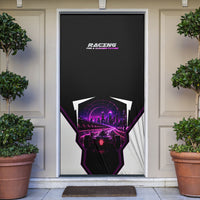 Electric Motorsport Racing Door Cover Futuristic Neon Formula Race Car Skyline Art