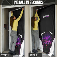 Electric Motorsport Racing Door Cover Futuristic Neon Formula Race Car Skyline Art