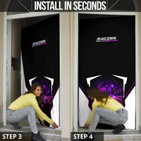 Electric Motorsport Racing Door Cover Futuristic Neon Formula Race Car Skyline Art