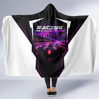 Electric Motorsport Racing Hooded Blanket Futuristic Neon Formula Race Car Skyline Art