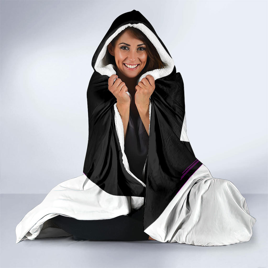 Electric Motorsport Racing Hooded Blanket Futuristic Neon Formula Race Car Skyline Art