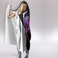 Electric Motorsport Racing Hooded Blanket Futuristic Neon Formula Race Car Skyline Art