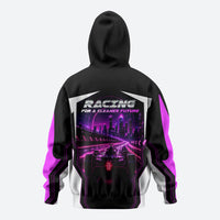 Electric Motorsport Racing Hoodie Futuristic Neon Formula Race Car Skyline Art