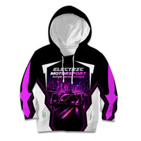 Electric Motorsport Racing Kid Hoodie Futuristic Neon Formula Race Car Skyline Art