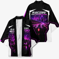 Electric Motorsport Racing Kimono Futuristic Neon Formula Race Car Skyline Art
