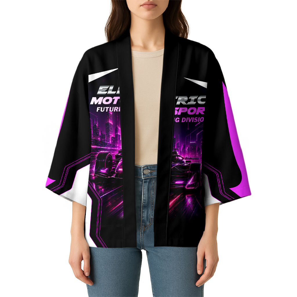 Electric Motorsport Racing Kimono Futuristic Neon Formula Race Car Skyline Art