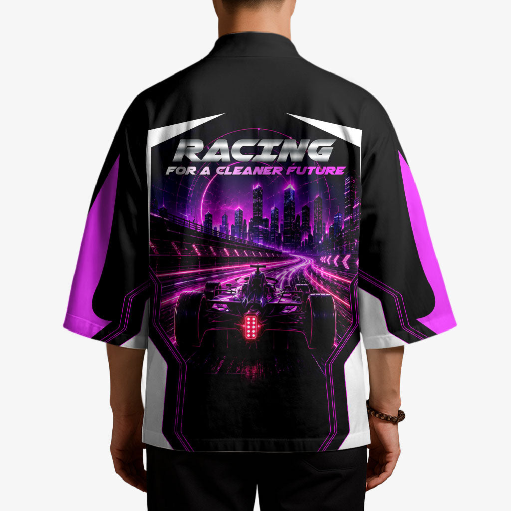 Electric Motorsport Racing Kimono Futuristic Neon Formula Race Car Skyline Art