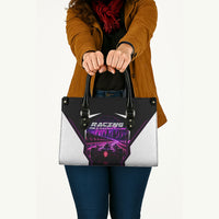 Electric Motorsport Racing Leather Bag Futuristic Neon Formula Race Car Skyline Art