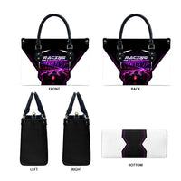 Electric Motorsport Racing Leather Bag Futuristic Neon Formula Race Car Skyline Art