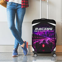 Electric Motorsport Racing Luggage Cover Futuristic Neon Formula Race Car Skyline Art