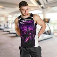 Electric Motorsport Racing Men Tank Top Futuristic Neon Formula Race Car Skyline Art