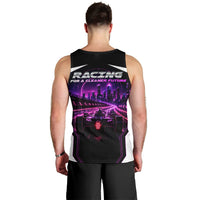 Electric Motorsport Racing Men Tank Top Futuristic Neon Formula Race Car Skyline Art