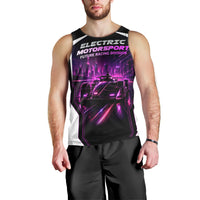 Electric Motorsport Racing Men Tank Top Futuristic Neon Formula Race Car Skyline Art
