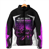 Electric Motorsport Racing Padded Jacket Futuristic Neon Formula Race Car Skyline Art
