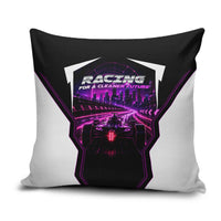 Electric Motorsport Racing Pillow Cover Futuristic Neon Formula Race Car Skyline Art