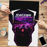 Electric Motorsport Racing Puzzle Futuristic Neon Formula Race Car Skyline Art