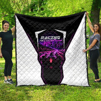 Electric Motorsport Racing Quilt Futuristic Neon Formula Race Car Skyline Art