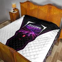 Electric Motorsport Racing Quilt Futuristic Neon Formula Race Car Skyline Art