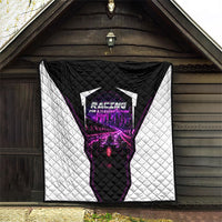 Electric Motorsport Racing Quilt Futuristic Neon Formula Race Car Skyline Art