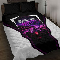 Electric Motorsport Racing Quilt Bed Set Futuristic Neon Formula Race Car Skyline Art