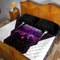 Electric Motorsport Racing Quilt Bed Set Futuristic Neon Formula Race Car Skyline Art