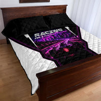 Electric Motorsport Racing Quilt Bed Set Futuristic Neon Formula Race Car Skyline Art