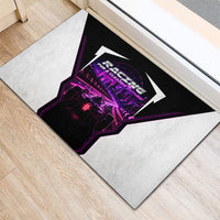 Electric Motorsport Racing Rubber Doormat Futuristic Neon Formula Race Car Skyline Art