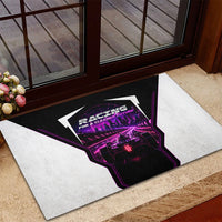 Electric Motorsport Racing Rubber Doormat Futuristic Neon Formula Race Car Skyline Art