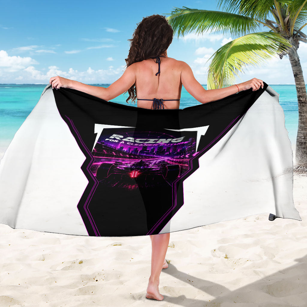 Electric Motorsport Racing Sarong Futuristic Neon Formula Race Car Skyline Art