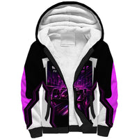 Electric Motorsport Racing Sherpa Hoodie Futuristic Neon Formula Race Car Skyline Art