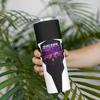 Electric Motorsport Racing Skinny Tumbler Futuristic Neon Formula Race Car Skyline Art