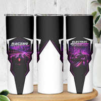 Electric Motorsport Racing Skinny Tumbler Futuristic Neon Formula Race Car Skyline Art
