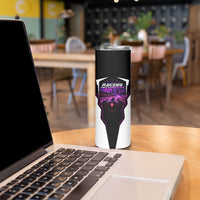 Electric Motorsport Racing Skinny Tumbler Futuristic Neon Formula Race Car Skyline Art