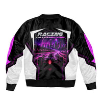 Electric Motorsport Racing Sleeve Zip Bomber Jacket Futuristic Neon Formula Race Car Skyline Art