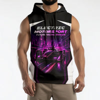 Electric Motorsport Racing Sleeveless Hoodie Futuristic Neon Formula Race Car Skyline Art