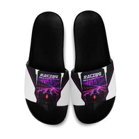 Electric Motorsport Racing Slide Sandals Futuristic Neon Formula Race Car Skyline Art