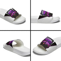 Electric Motorsport Racing Slide Sandals Futuristic Neon Formula Race Car Skyline Art