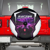 Electric Motorsport Racing Spare Tire Cover Futuristic Neon Formula Race Car Skyline Art