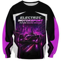 Electric Motorsport Racing Sweatshirt Futuristic Neon Formula Race Car Skyline Art