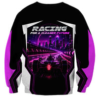 Electric Motorsport Racing Sweatshirt Futuristic Neon Formula Race Car Skyline Art