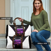 Electric Motorsport Racing Travel Bag Futuristic Neon Formula Race Car Skyline Art