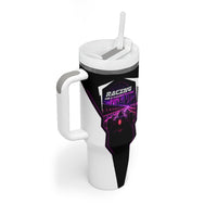 Electric Motorsport Racing Tumbler With Handle Futuristic Neon Formula Race Car Skyline Art