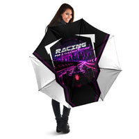 Electric Motorsport Racing Umbrella Futuristic Neon Formula Race Car Skyline Art
