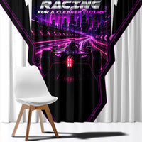 Electric Motorsport Racing Window Curtain Futuristic Neon Formula Race Car Skyline Art