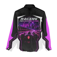 Electric Motorsport Racing Women Casual Shirt Futuristic Neon Formula Race Car Skyline Art