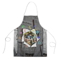 Cat Girl With A Pearl Earring Newspaper Apron Made By Human Handmade Mixed Media Pop Art