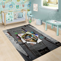 Cat Girl With A Pearl Earring Newspaper Area Rug Made By Human Handmade Mixed Media Pop Art