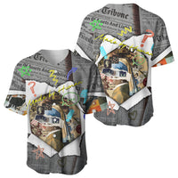 Cat Girl With A Pearl Earring Newspaper Baseball Jersey Made By Human Handmade Mixed Media Pop Art